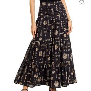 Rails Agatha Black Tiered Maxi Skirt XS